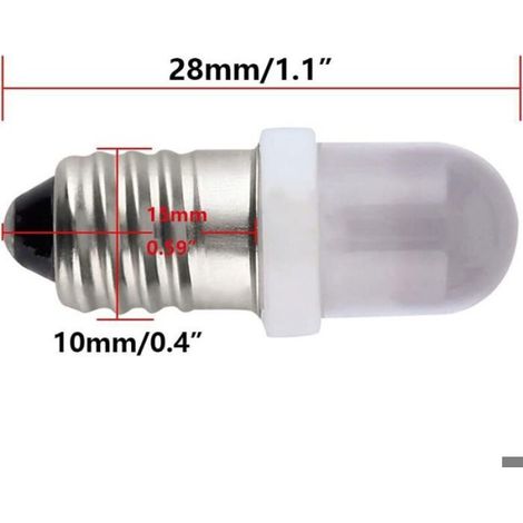 Ampoule LED - E10 - Blanc Chaud - 0,25 W - 20 à 35 Lm - Lot de 10 Pièces (1/3)