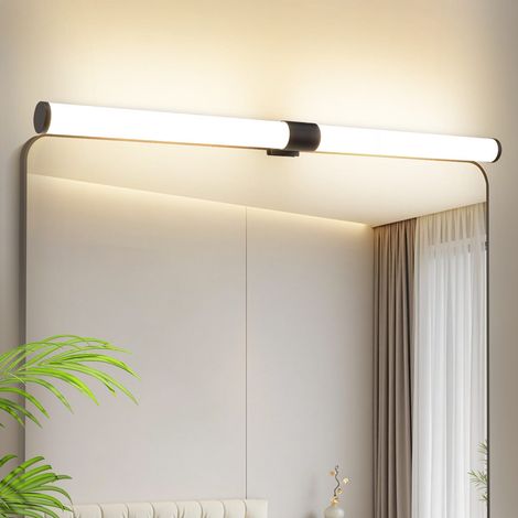 Aplique de pared LED para baño GBLY - 8 W, 60 cm, color negro, con clip, resistente al agua IP44, blanco neutro 4000 K, lámpara moderna