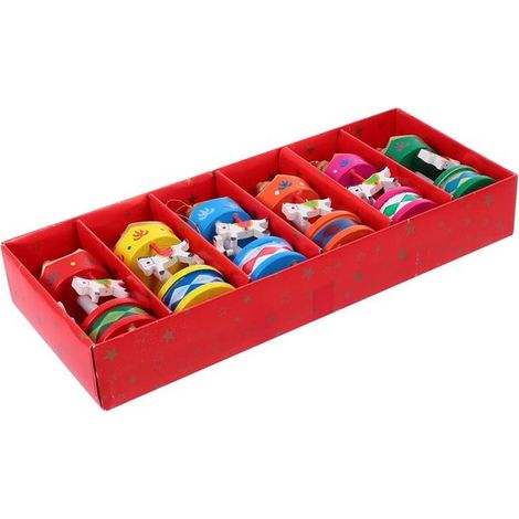 Juego de 6 adornos de carrusel, paquetes de regalo navideños, decoraciones navideñas para el hogar. (1/5)
