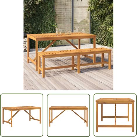 The Living Store Garten-Esstisch 150x90x74 cm Massivholz Akazie - Gartentisch - Esstisch - Akazienholzmöbel - Gartenmöbel - Outdoortisch (1/5)