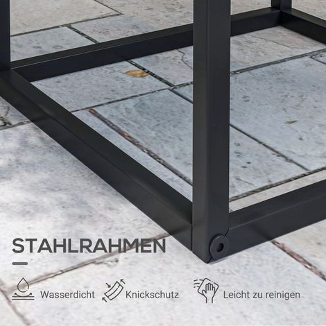 Lot de 2 supports à fleurs, design scandinave, cadre métallique, hauteur 58,5/65 cm, noir (1/5)