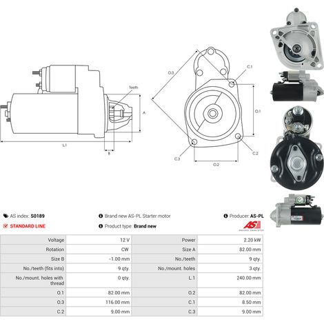 Démarreur AS-PL S0189 LTI 35532055F 38522318F