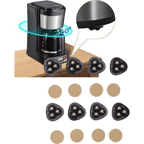 [Mini Rodillos] 8 mini rodillos adhesivos, rotación de 360°, fácil instalación, rodamientos de acero inoxidable, rodillos autoadhesivos para electrodomésticos de cocina, ABS (1/5)
