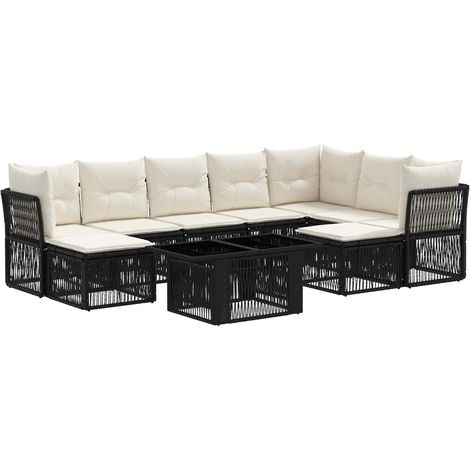 Set Divano da Giardino 10 pz Nero polyrattan vidaXL (1/5)