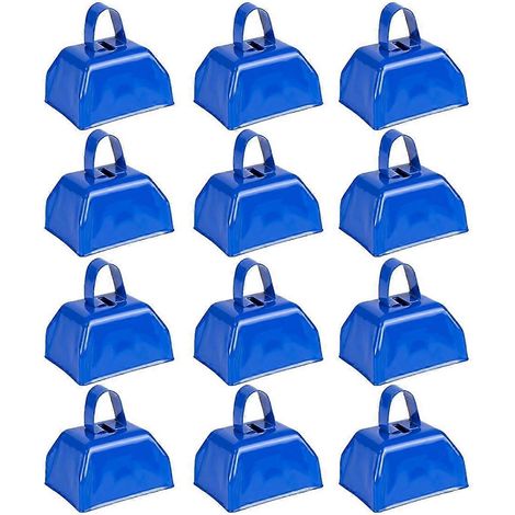 Kuhglocken - Set mit 12 blauen Metallglocken