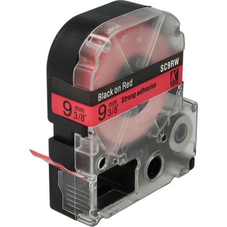 vhbw Label Tape Replacement for Epson LC-3YRN for Label Printer 8m x 9 mm, Black on Red (1/4)