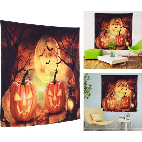 Halloween-Wandbehang mit Geistermotiv - Dekorativer Polyester-Wandteppich für Partys und Zuhause - Maße: 200 x 150 cm (78,7 x 59,1 Zoll) (1/5)