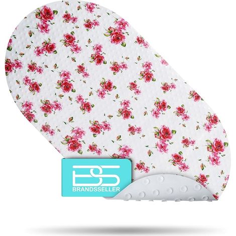 Tapis antidérapant Baignoire 70x36 cm – en PVC avec ventouses, Lavable à 30 °C, antibactérien et résistant à la moisissure – Tapis de Bain – Motif : Roses (1/4)