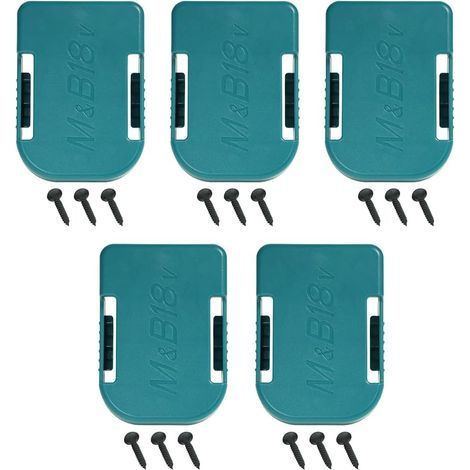 Pack of 5 Battery Holder Brackets for Makita also for Bosch 18V Battery Cover, Battery Holder Bracket for Belt Clip on Shelf Wall (1/5)