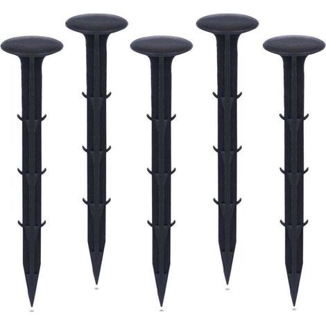UlisemGarden 50 estacas de plástico para jardín para fijar tela antihierbas, con protección UV (Negro) (1/4)