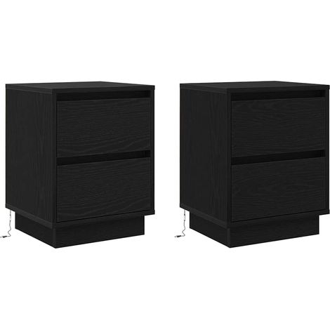 Maison Exclusive - Nachttisch 2 pcs Schwarz Eichen-Optik 39 x 34,
