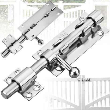 Türriegel aus Edelstahl 304, Innentürschloss mit Vorhängeschlossloch, Schieberiegel, verstärkter Türriegel für Gartentor, Schuppen, Fenster (1/5)