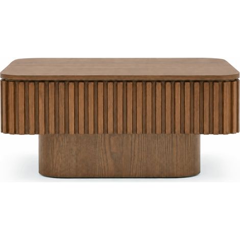 Tavolino quadrato 75x75x35 cm in legno e MDF noce con vano contenitore FloraGrace (1/5)