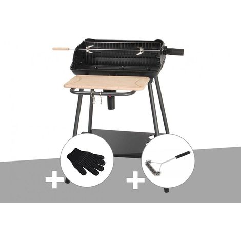 Barbecue charbon Bergamo + Gant de protection + Brosse En T - Somagic