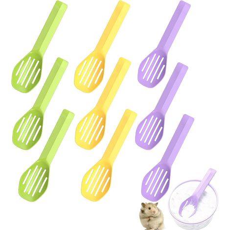 9pcs Mini Hamster Cage Cleaning Scoop Durable and Sturdy Lightweight Litter Scoop Pet Poop for Small Animals Chinchillas Hedgehogs Cavy Cage (3 Colors) (1/5)