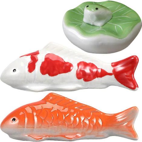 Figurines flottantes de poissons koi (lot de 3) en céramique pour aquarium, poissons rouges flottants, décoration réaliste pour aquarium et animaux de compagnie. (1/4)