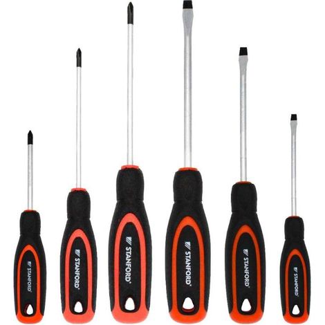 STANFORD destornilladores surtidos (3+3) imantados juego , Juego surtido de 6 destornilladores imantados Stanford. - Diseñado especialmente para trabajos eléctricos y mecánicos que (1/3)