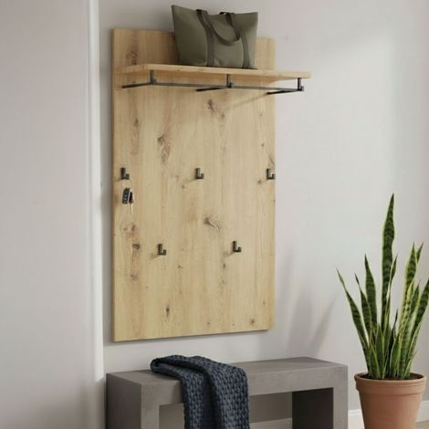 Appendiabiti Chianni, 5 Ganci, Installazione Sospesa, Materiale Struttura in Metallo, 115h cm Marrone Rovere Nodi (1/4)