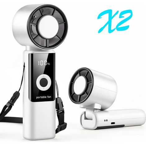 Ventilateur Portable, Batterie 4000 mAh, 20 heures de travail max., écran LED, 1 to 199 niveaux de vitesse,Design pliable, pour voy, Couleur panda (1/5)