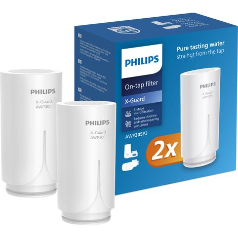 Cartouches filtrantes Philips AWP305P2 pour filtre à eau de robinet. Lot de 2 cartouches. (1/2)