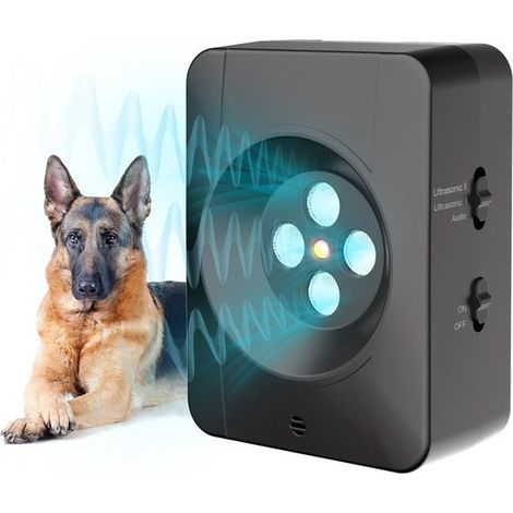 Dispositivo antiladridos，Dispositivo antiladridos ultrasónico，Ultrasonido potente，Recargable，Resistente al agua，100% seguro para mascotas (1/5)