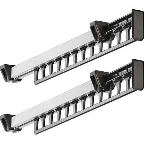 Lot de 2 Porte vêtements Armoire Garde Robe Extractible Coulissant pour Cintre Support Portemanteau for pour 12 Cintres Longueur 315 mm (1/5)