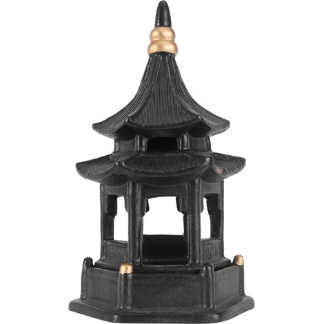 Mini-japanische Zen-Statue, Gartendekoration, Pagodenturm, Sechseck-Turm, Statue, Skulptur, Ornament, Aquarium, Bonsai, Landschaft, Hofdekoration, Schwarz (1/5)
