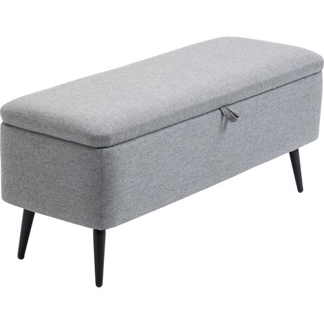 Panca Contenitore 101x38,5x44,5 cm in Tessuto Effetto Velluto Grigio (1/5)