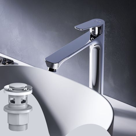 AM.PM Haut Mitiguer Lavabo avec bonde clic clac pour lavabo Robinet Salle Bain Chrome Robinet de Lavabo pour Salle de Bain Mélangeur Lavabo en Laiton (1/5)
