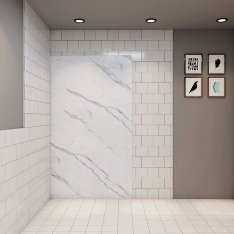 Aica Sanitaire – Panneau mural de douche 90x210 cm en aluminium – Effet marbre – Hydrofuge et imputrescible – Installation facile et entretien minimal