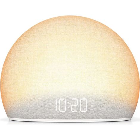 Réveil Lumineux Sunrise, Machine à Bruits Blancs pour Chambre,Lumière d’Aube Naturelle avec Sons Doux, 20 Sons Relaxants, Affichage Réglable, Design sans Écran (1/5)