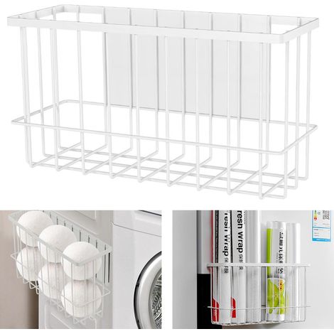 Étagère à épices - Panier magnétique - Espace de Rangement pour buanderie, Cuisine et réfrigérateur - Adhère aux Surfaces magnétiques - Magnétisme Puissant (Blanc) (1/5)