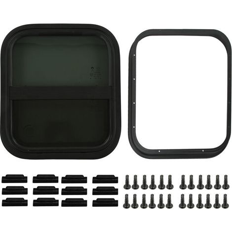 Schiebefenster für Wohnmobile/Wohnwagen mit Fliegengitter, 440 mm H x 390 mm B, getöntes, wasserdichtes Sicherheitsglas
