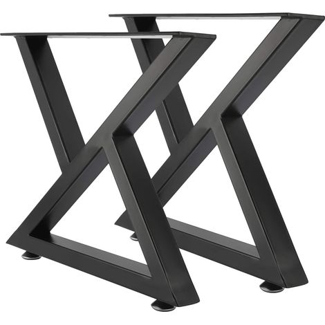 Ensemble de 2 pieds de table en métal, pieds de table en fer de style industriel pour table à manger, table basse, table haute, plan de travail, noir (40 cm de hauteur - type X) (1/5)