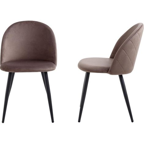 2er Set Esszimmerstühle aus Samt mit Metallbeinen, braun (1/5)