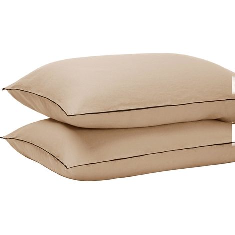 Lot de 2 taies d'oreiller 50x75 cm MADURA - Sable et bourdon noir - CARLINA (1/4)