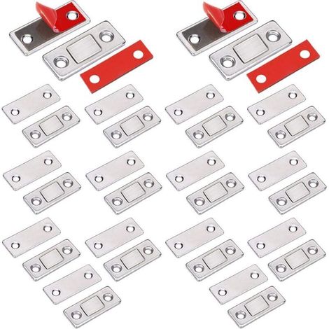 Chiusure magnetiche per ante di armadi, 14 pezzi, chiusure magnetiche adesive ultra sottili, chiusura magnetica forte per ante scorrevoli, cassetti, finestre e armadi -Crezuo
