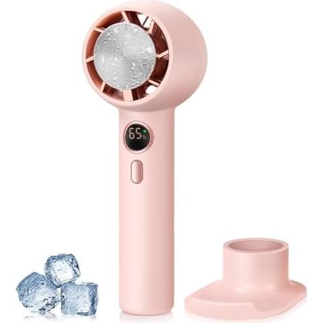 Ventilateur portable avec refroidissement glacé 5 000 mAh, ventilateur à main 2 en 1, mini ventilateur de bureau rechargeable par USB pour la maison, le bureau, les voyages, l'extérieur (1/5)