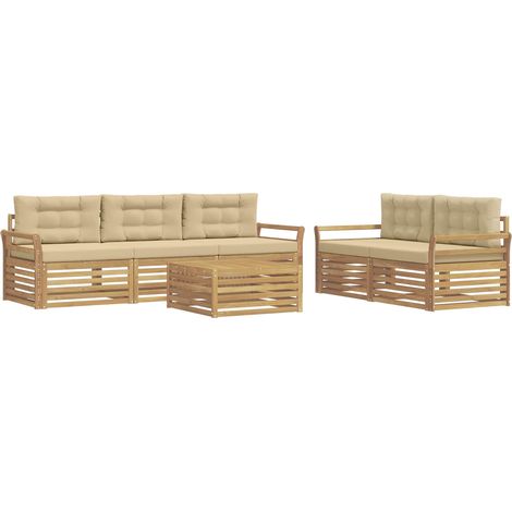 Ensemble de canapés d'extérieur 6 pc Blanc et Beige vidaXL