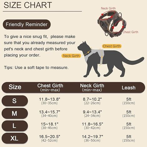 Cat Harness with Leash, Adjustable Cat Harness, Soft Safety Vest for Kittens, Puppies (M) (1/4)