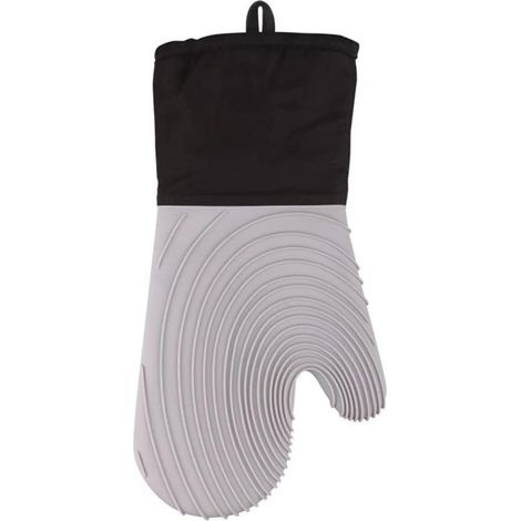 Küchenhandschuhe, wasserdichte Silikon-Küchenhandschuhe, hitzebeständige und hitzebeständige Handschuhe, dicke, rutschfeste und wasserdichte Baumwollhandschuhe (grau, 2er-Pack)