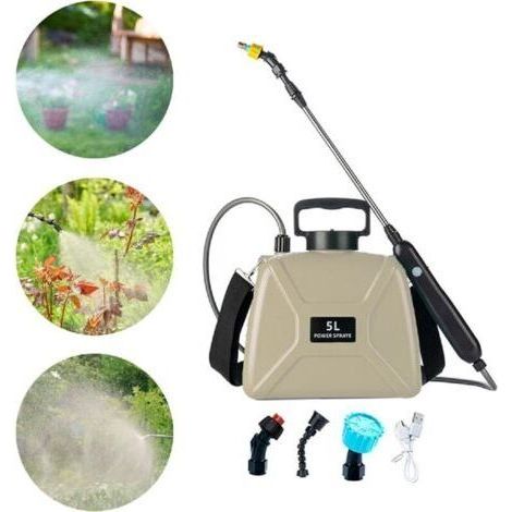 Pulvérisateur à Pompe électrique, pulvérisateur de Jardin Portable, par USB, 5L, Sangles réglables, pulvérisateur d'eau pour Le Bain des, Jaune Sable (1/5)