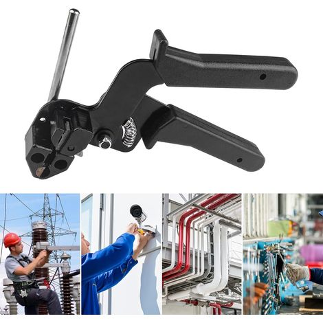 Ej.Life Kabelbinderpistole aus Edelstahl, Kabelbinderwerkzeug, Kabelbinderzange mit Schneidefunktion zum Verriegeln und Schneiden der Kabelbinder aus Edelstahl (1/5)