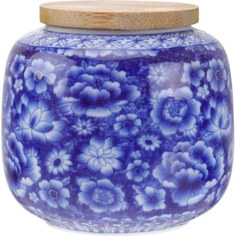 Boîte à thé en céramique de 230 ml avec couvercle hermétique, idéale pour conserver le thé.-230ml-Blue (1/4)