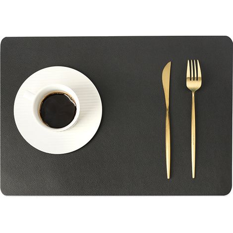 Juego de 4 manteles individuales de piel sintética, impermeables, resistentes al calor y antideslizantes, para cocina y comedor. (1/5)