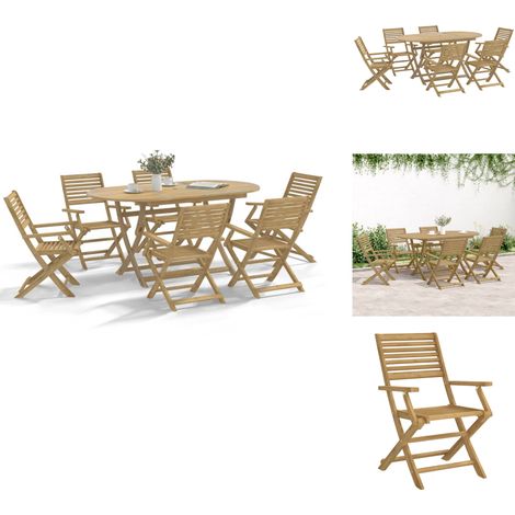 Ensemble à manger de jardin 7 pcs Bois d'acacia solide - Meubles De Jardin - Salon De Jardin - Set De Table - Mobilier De Patio - Acacia Massif (1/5)