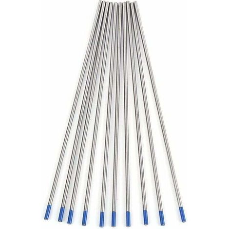 10 pièces électrodes de tungstène de soudage. Pointe Bleue d'électrode lanthane 1.0/1.6/2.4mm. Tige d'électrode de tungstène de soudage de qualité supérieure lanthane à 2%(2.4 x 150 mm)
