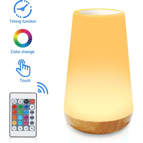 Lampe tacti D pour chambre à coucher, salon, bureau - Lampe de chevet avec capteur RVB changeant de couur - Port de charge USB (1/4)