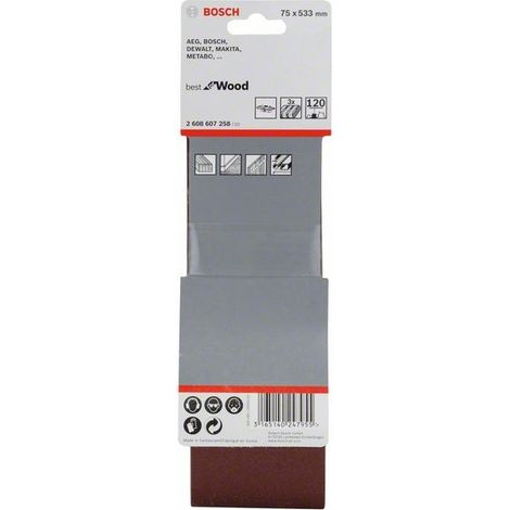 2608607258 - Set di nastri abrasivi da 3 pz. X440 75 x 533 mm, P120, BEST for LEGNO+VERNICE