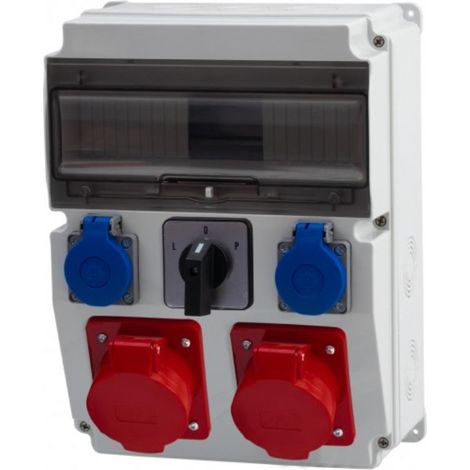 CAJA Verteiler 16A/5P, 32A/5P, 2x230V, L/P 12M IP65